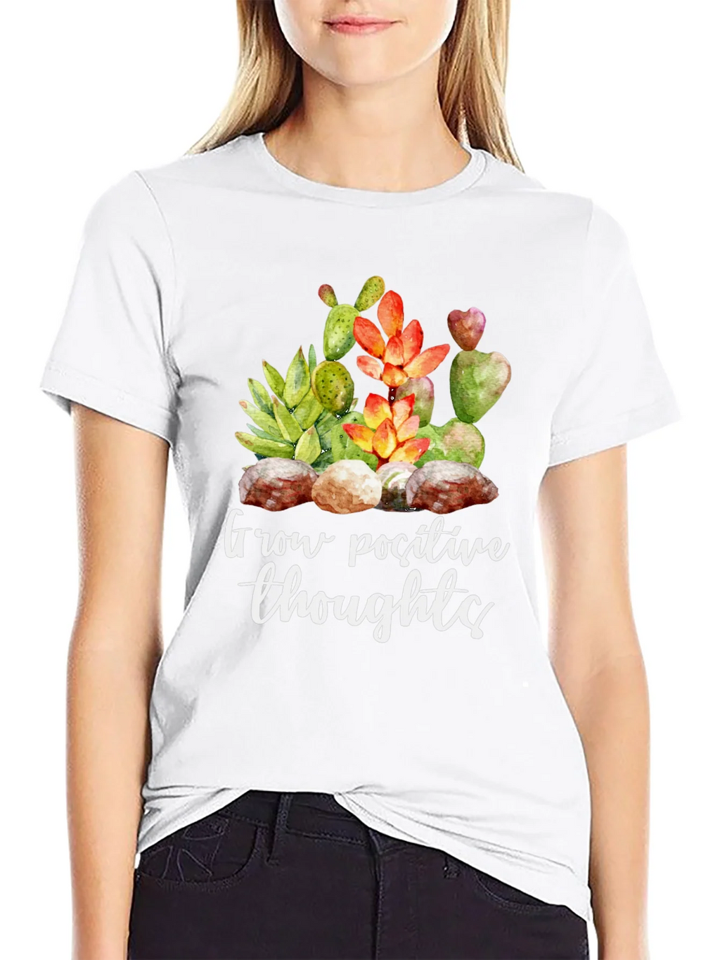Grow Positive Thoughts Black Graphic Tee product image 8