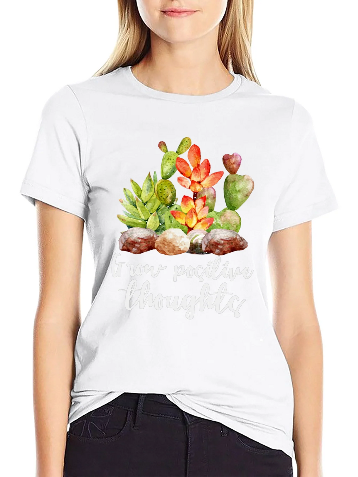 Grow Positive Thoughts Black Graphic Tee product image 8