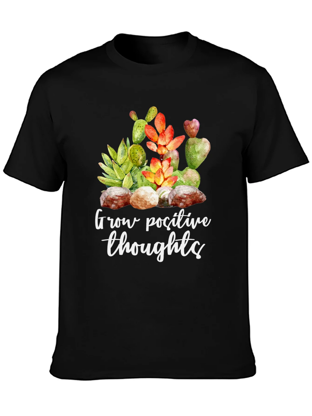 Grow Positive Thoughts Black Graphic Tee product image 3