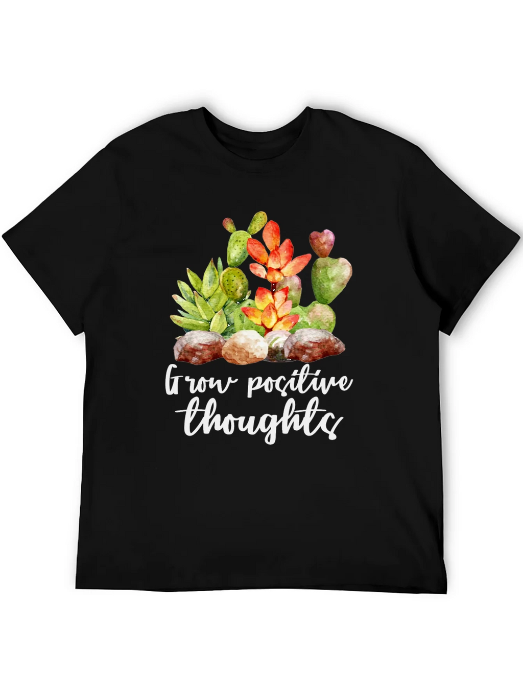 Grow Positive Thoughts Black Graphic Tee product image 5