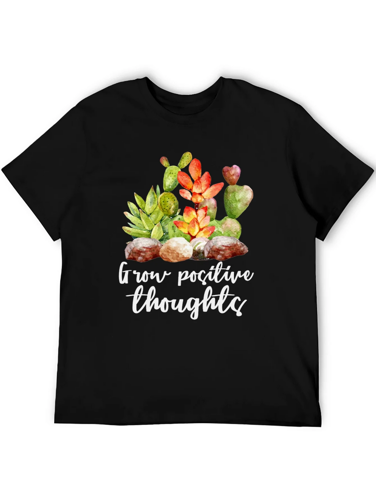 Grow Positive Thoughts Black Graphic Tee product image 5