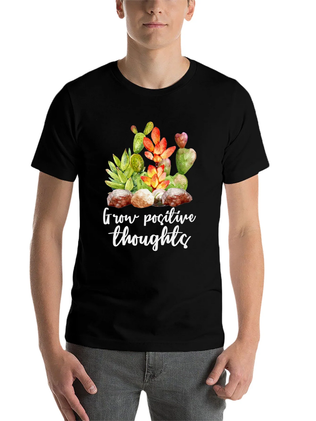 Grow Positive Thoughts Black Graphic Tee product image 4