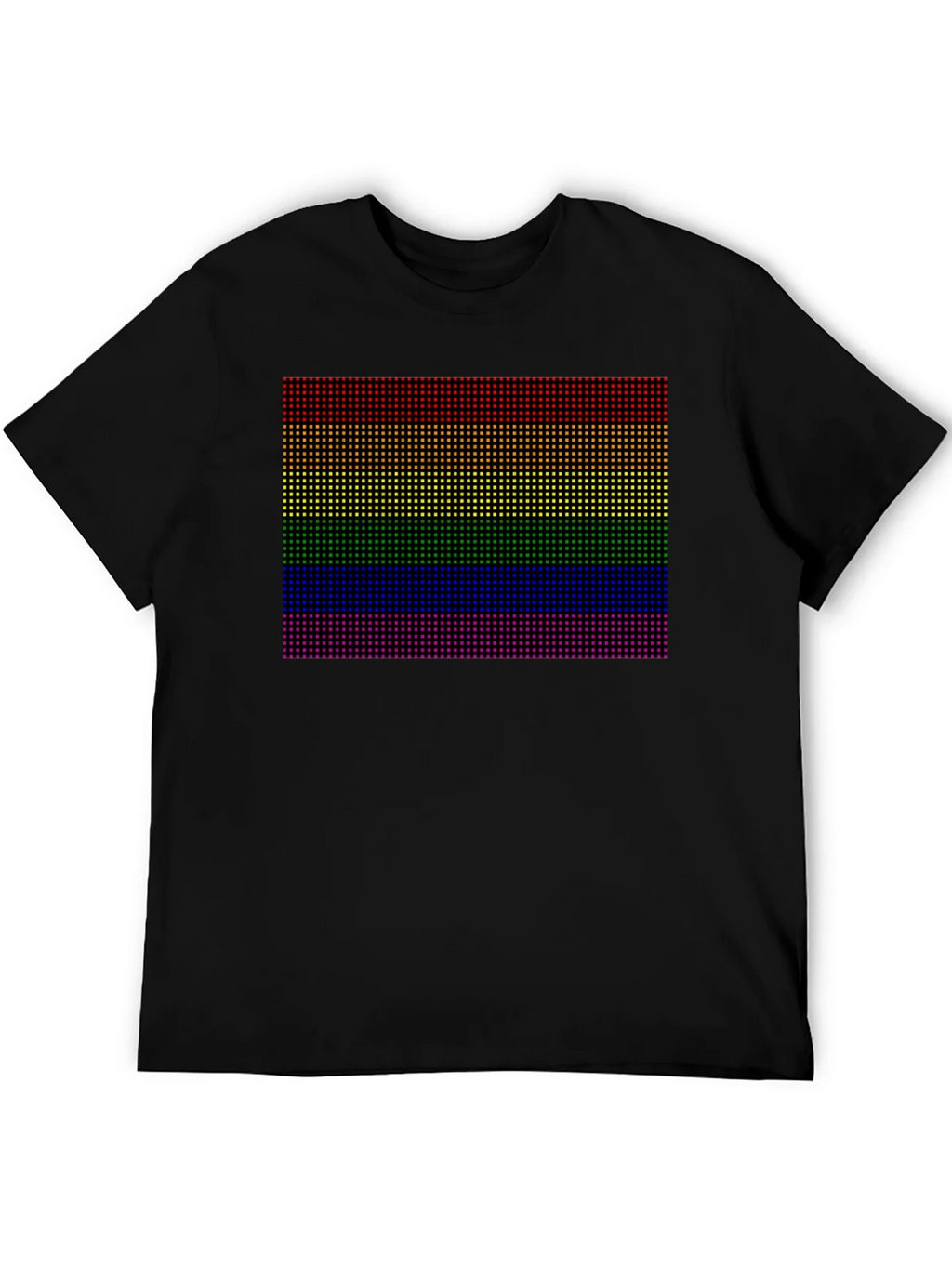 Rainbow Pride Pixel Tee - Black Cotton Blend Casual Shirt product image 5