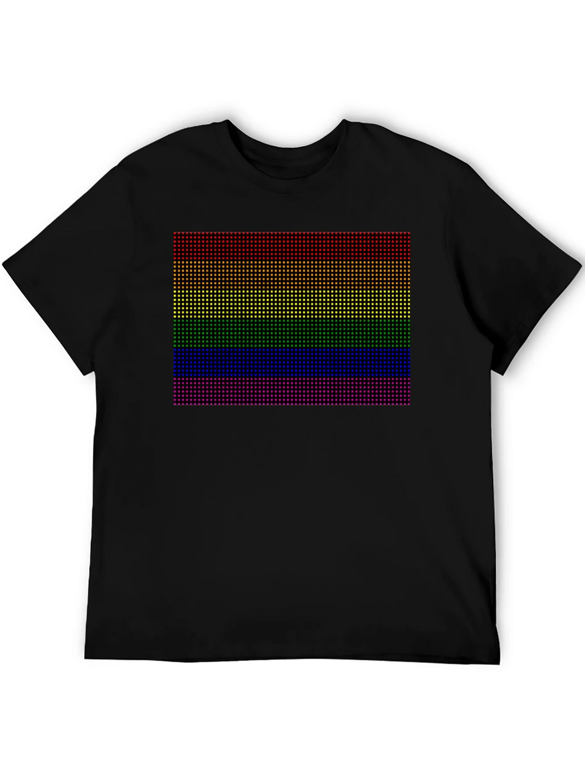 Rainbow Pride Pixel Tee - Black Cotton Blend Casual Shirt product image 5