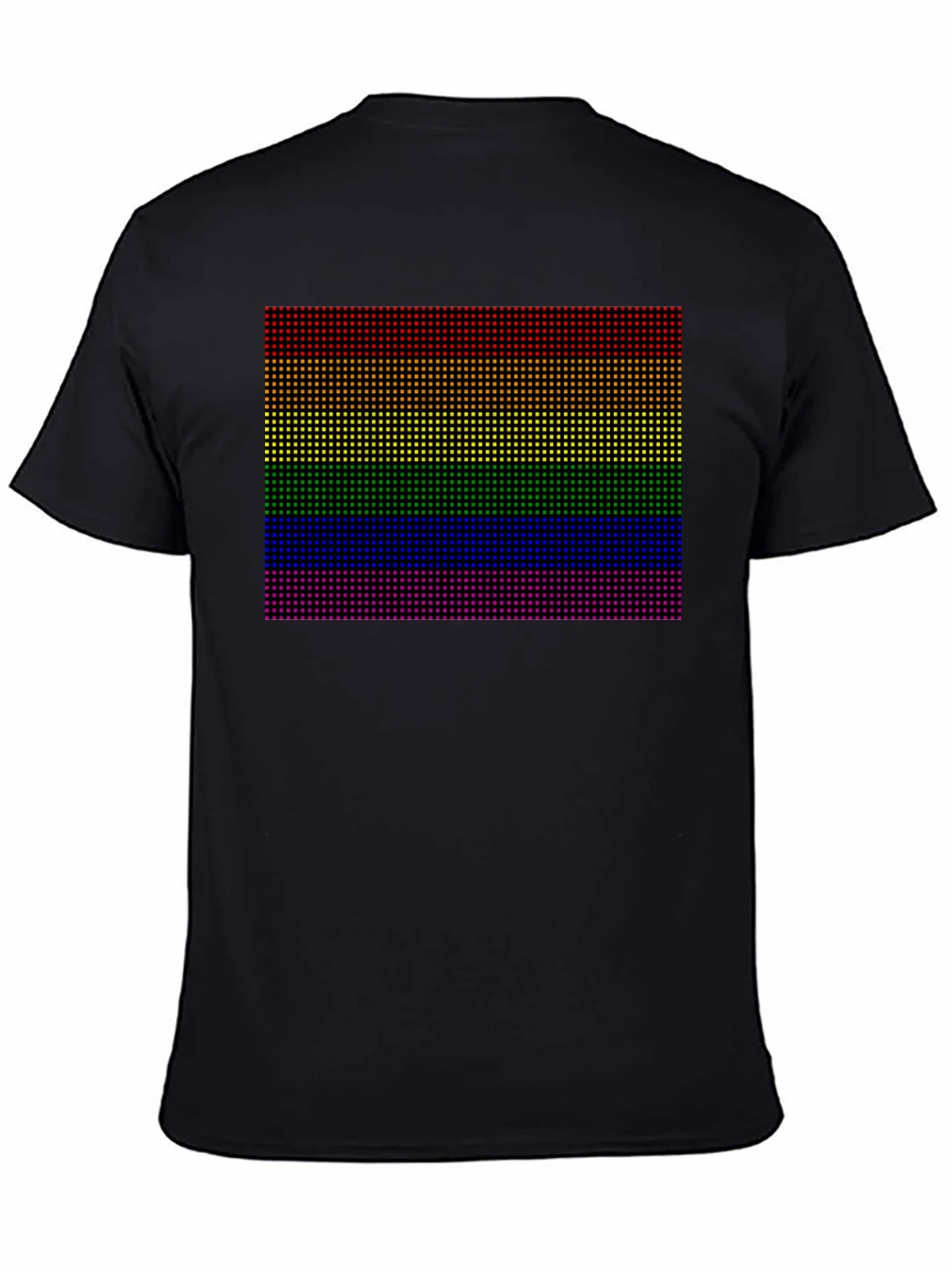 Rainbow Pride Pixel Tee - Black Cotton Blend Casual Shirt product image 4