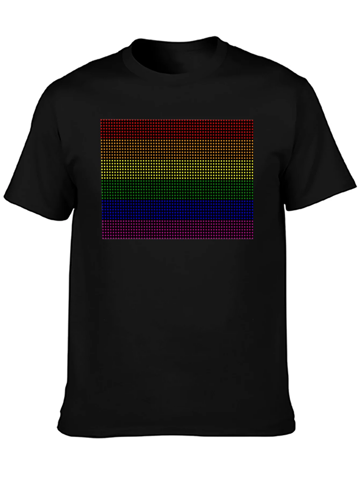Rainbow Pride Pixel Tee - Black Cotton Blend Casual Shirt product image 3