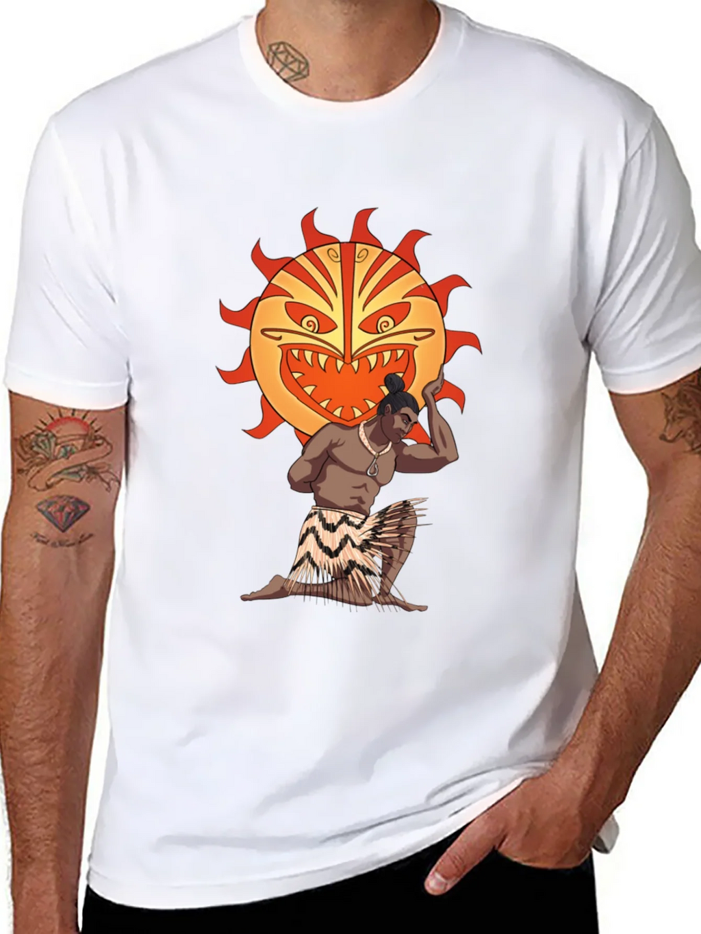 Tiki Man Sun Graphic T-Shirt - Black product image 7