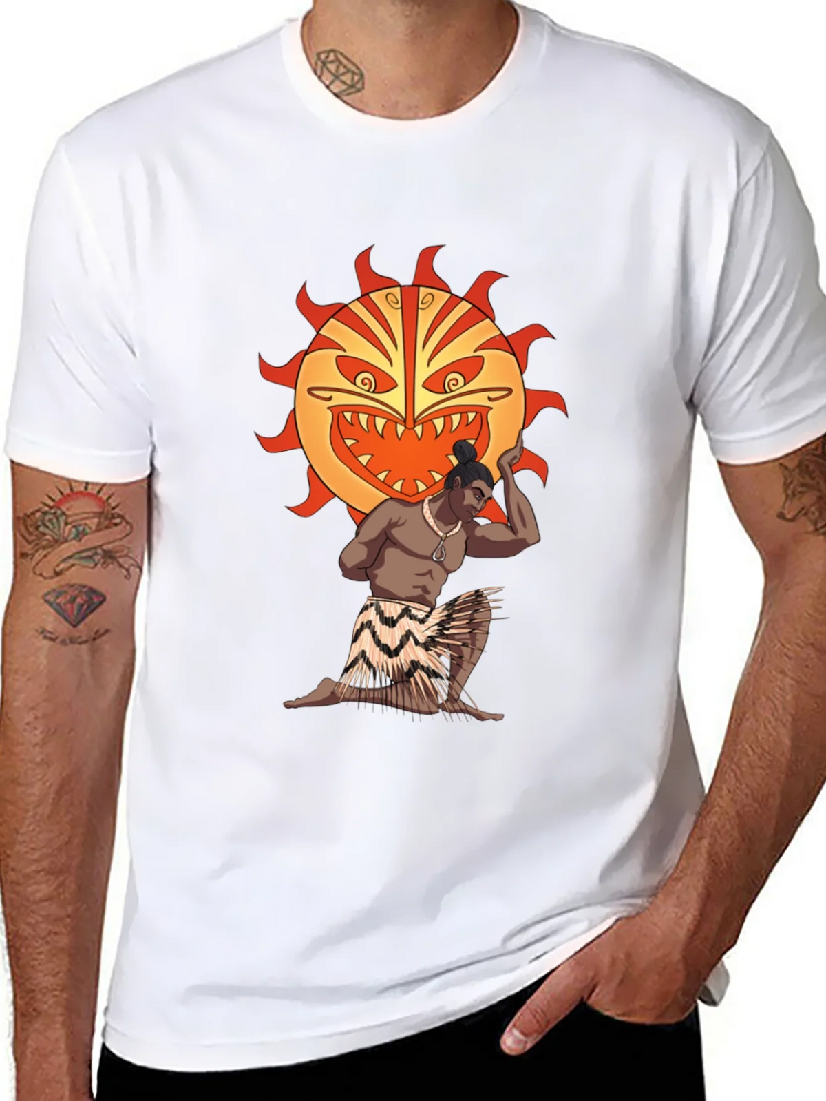 Tiki Man Sun Graphic T-Shirt - Black product image 7