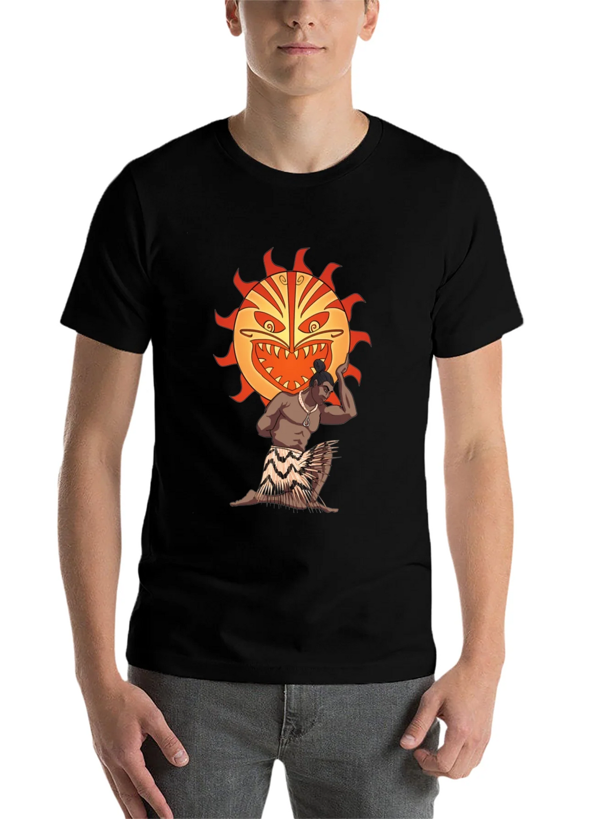 Tiki Man Sun Graphic T-Shirt - Black product image 4