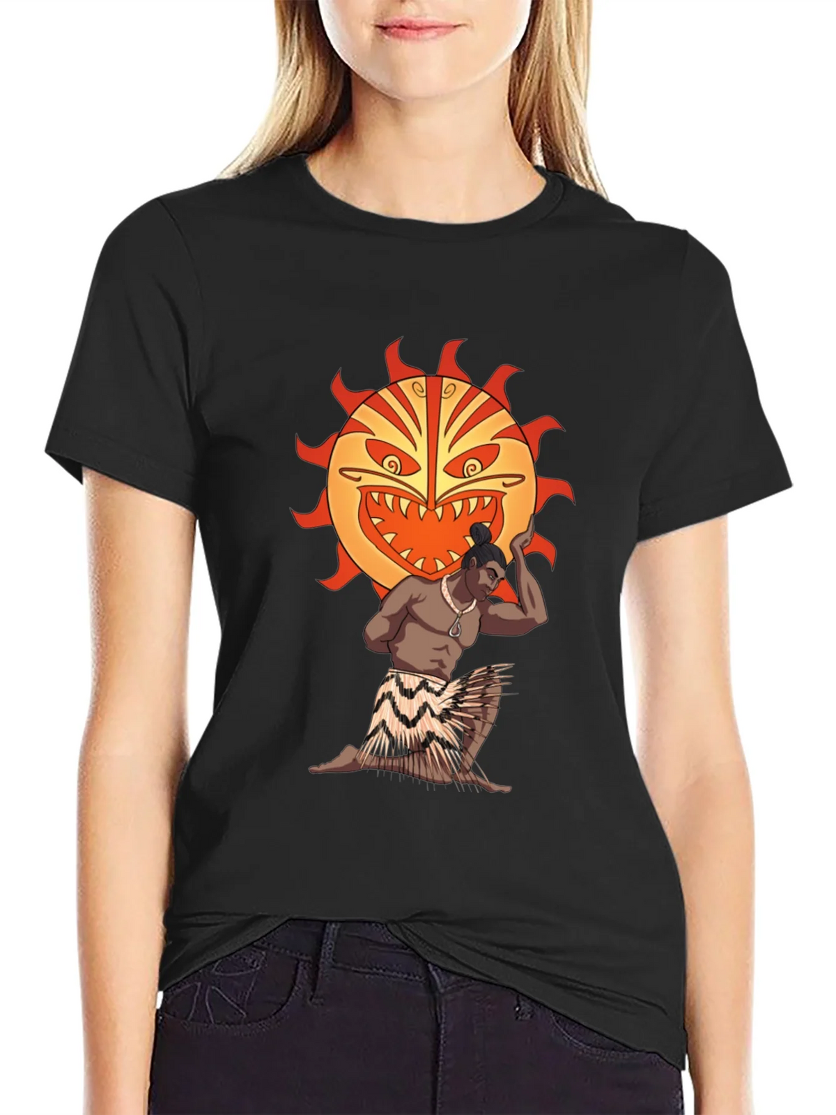 Tiki Man Sun Graphic T-Shirt - Black product image 2