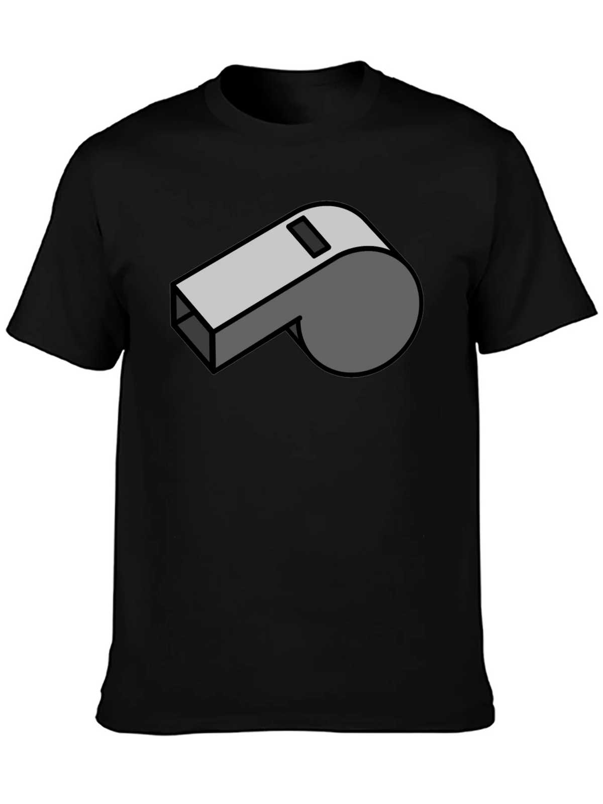 Cartoon Whistle Graphic Tee - Black Cotton T-Shirt product image 3