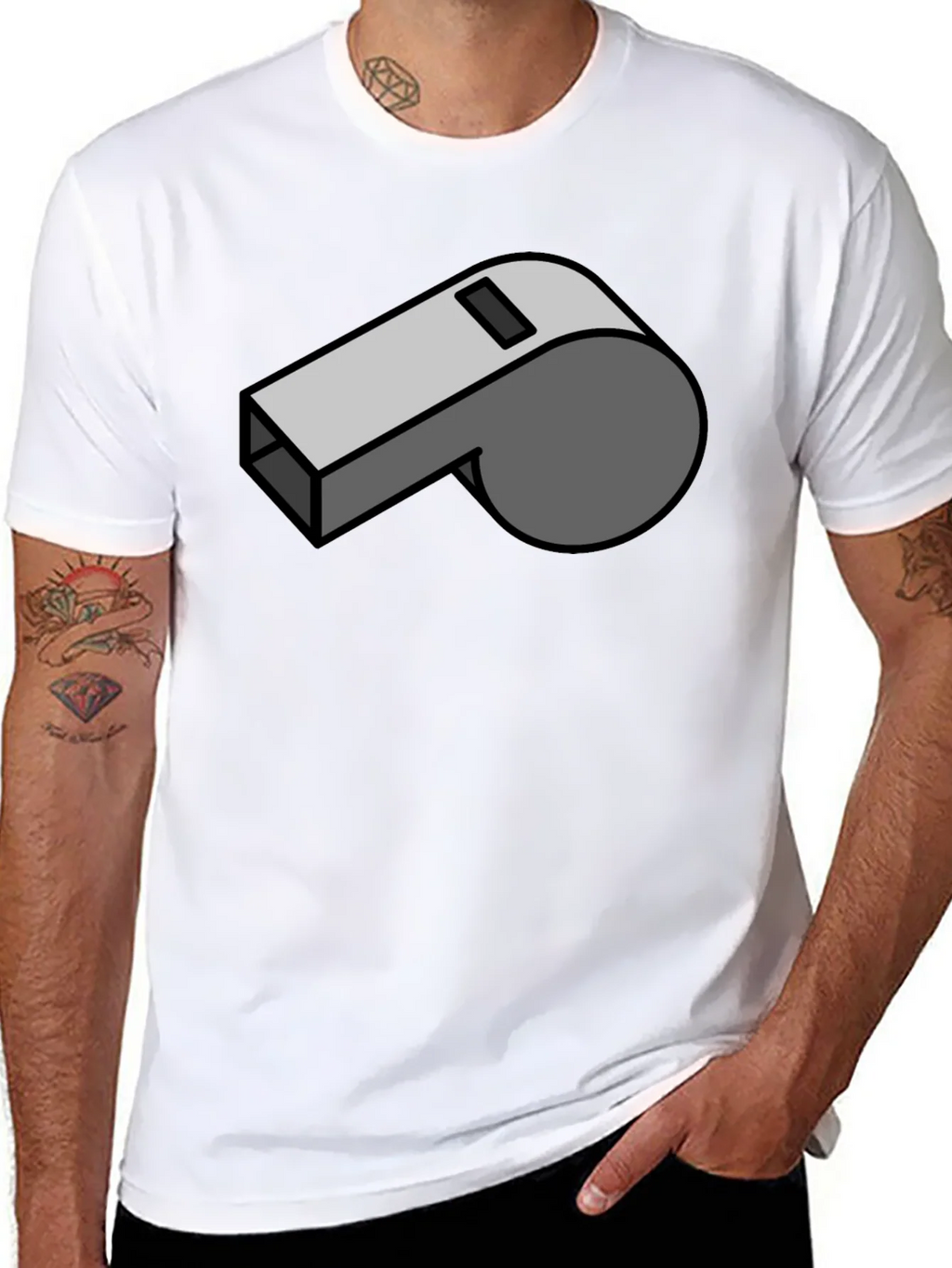 Cartoon Whistle Graphic Tee - Black Cotton T-Shirt product image 7