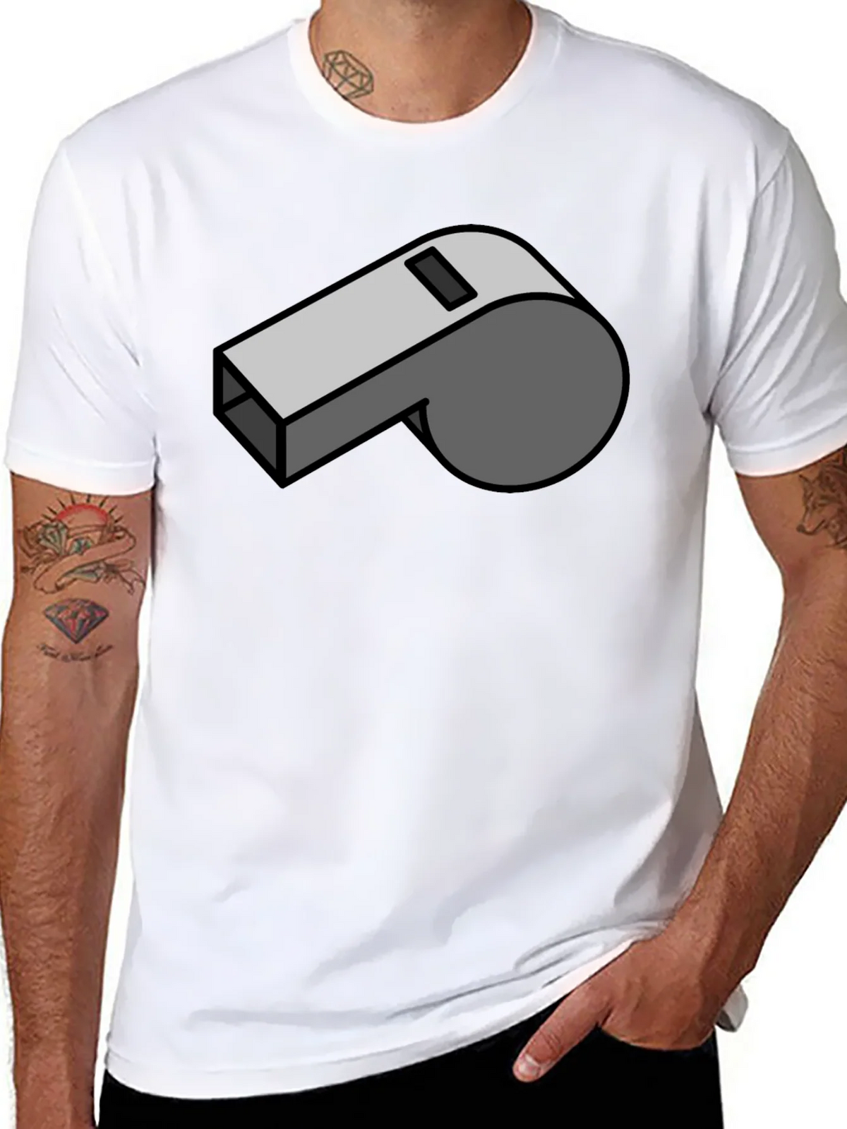 Cartoon Whistle Graphic Tee - Black Cotton T-Shirt product image 7
