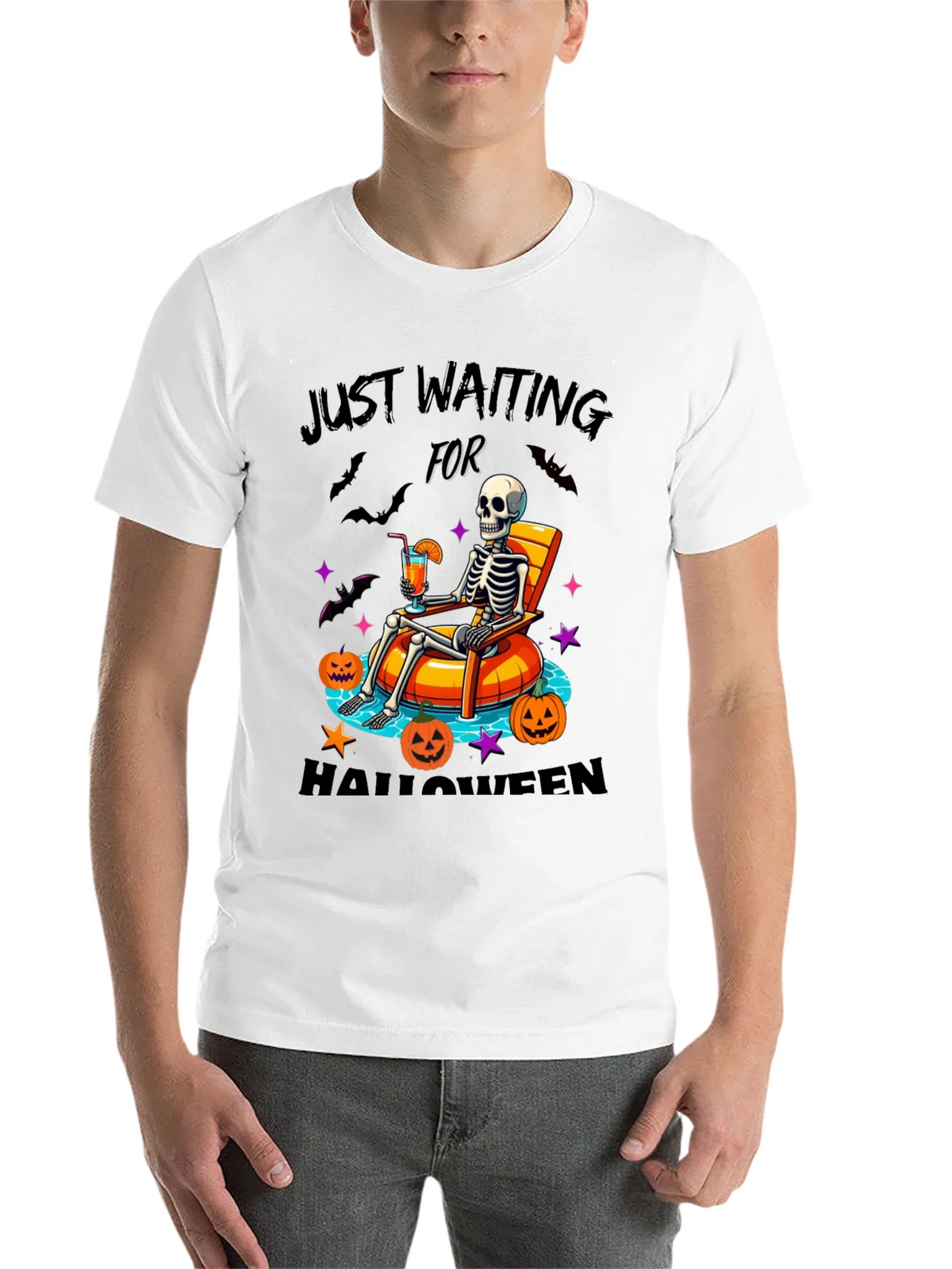 Halloween Skeleton Lounging Graphic Tee product image 10