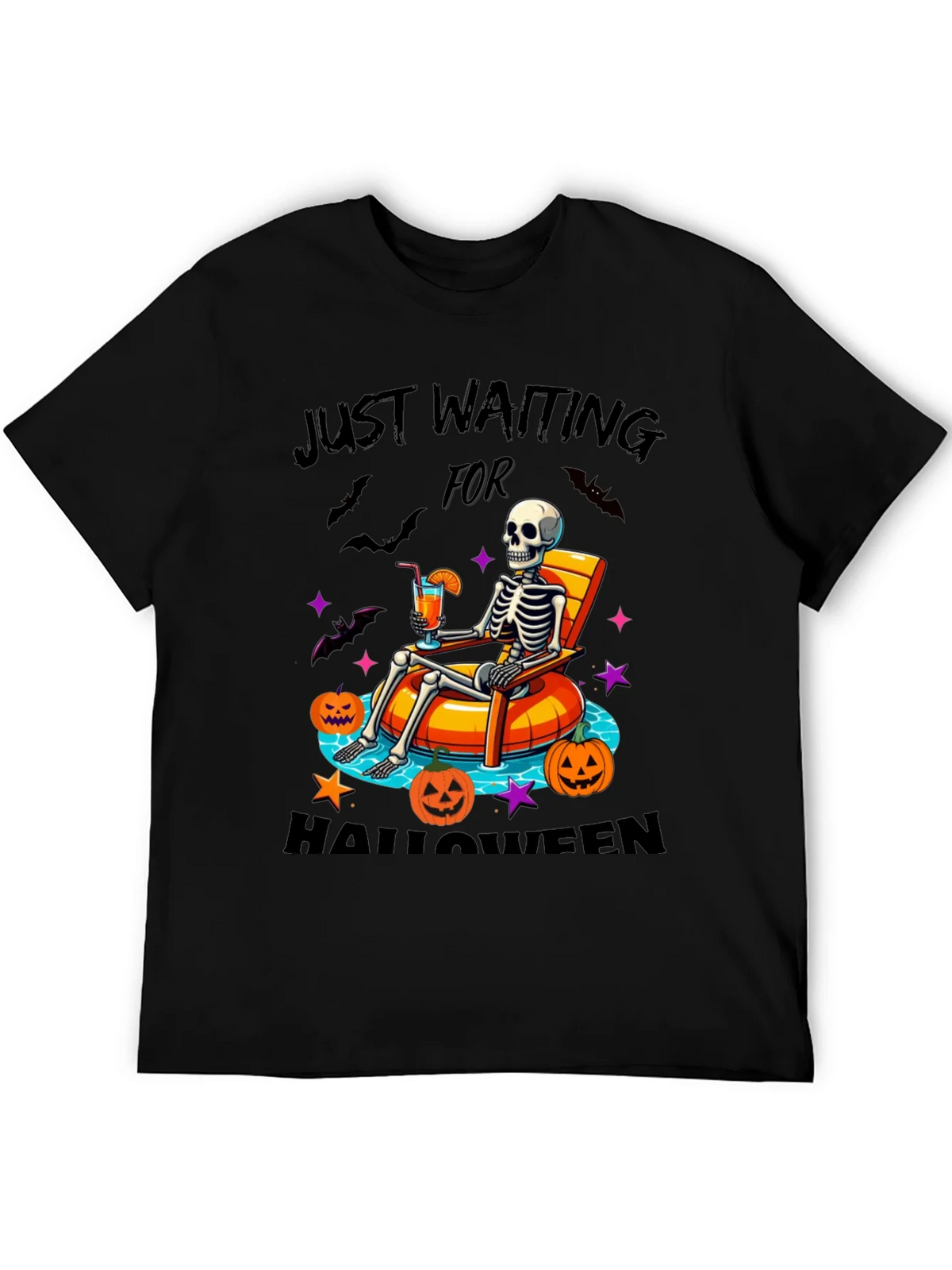 Halloween Skeleton Lounging Graphic Tee product image 5