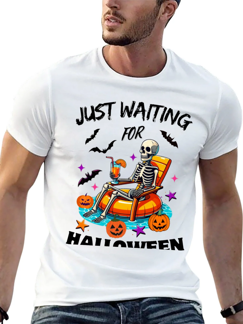 Halloween Skeleton Lounging Graphic Tee product image 12