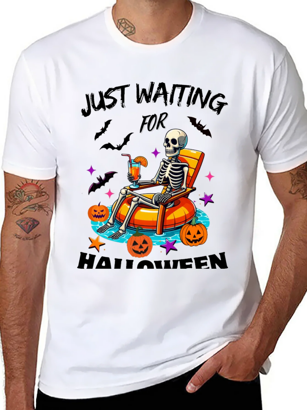 Halloween Skeleton Lounging Graphic Tee product image 7