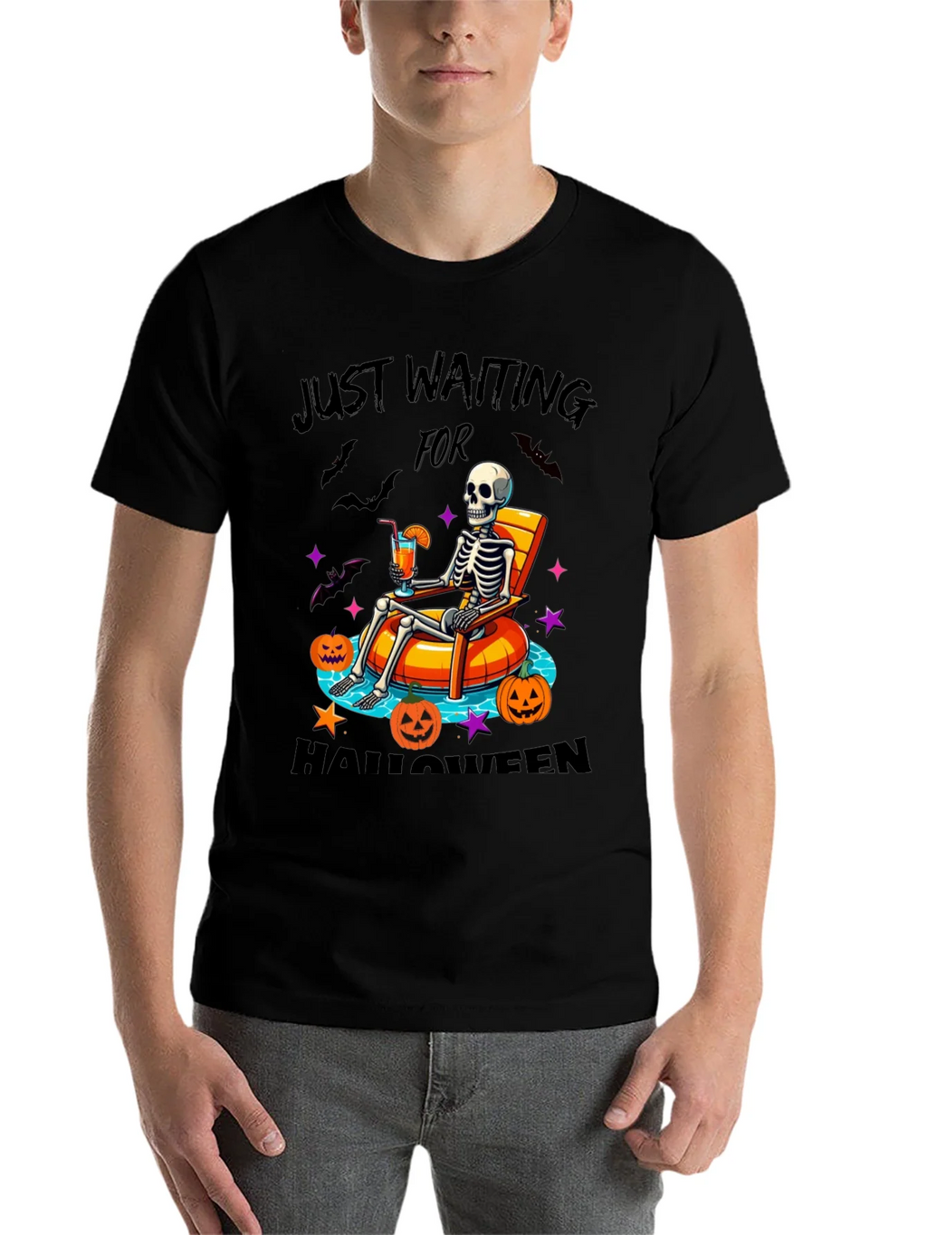 Halloween Skeleton Lounging Graphic Tee product image 4