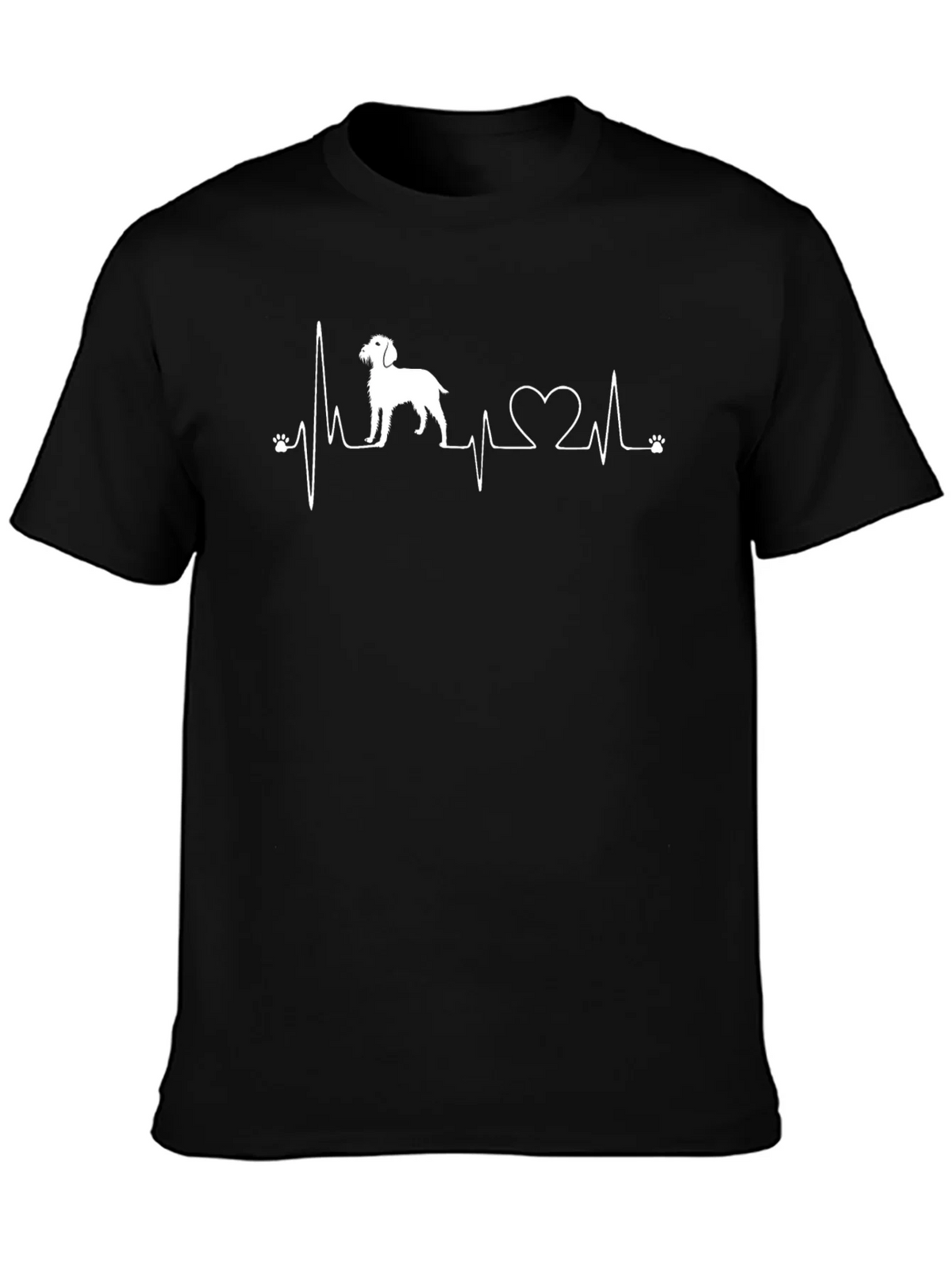 Dog Lover Heartbeat T-Shirt - Black Crew Neck Tee product image 3