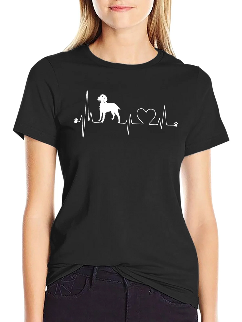 Dog Lover Heartbeat T-Shirt - Black Crew Neck Tee product image 2