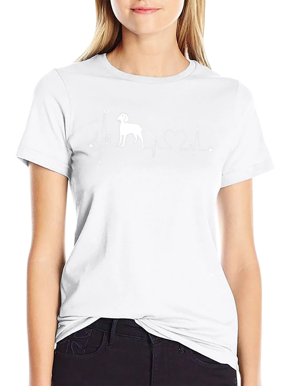 Dog Lover Heartbeat T-Shirt - Black Crew Neck Tee product image 8