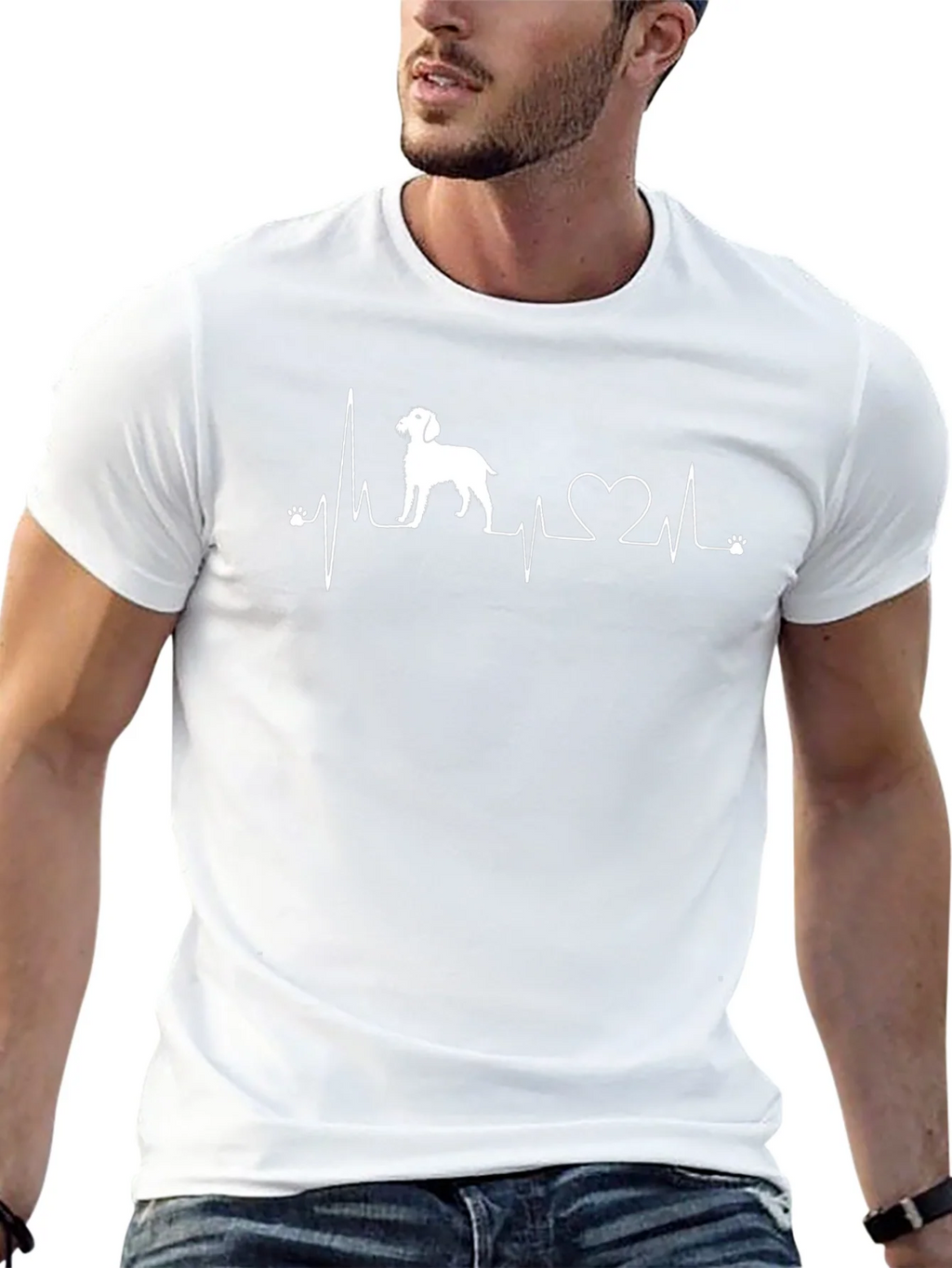 Dog Lover Heartbeat T-Shirt - Black Crew Neck Tee product image 12