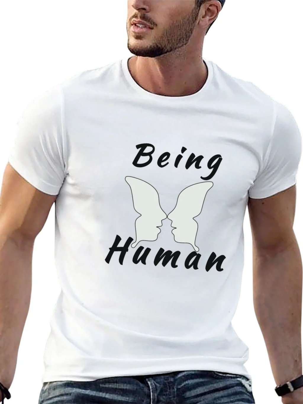 Being Human Black Graphic T-Shirt - Butterfly Face Design product image 12