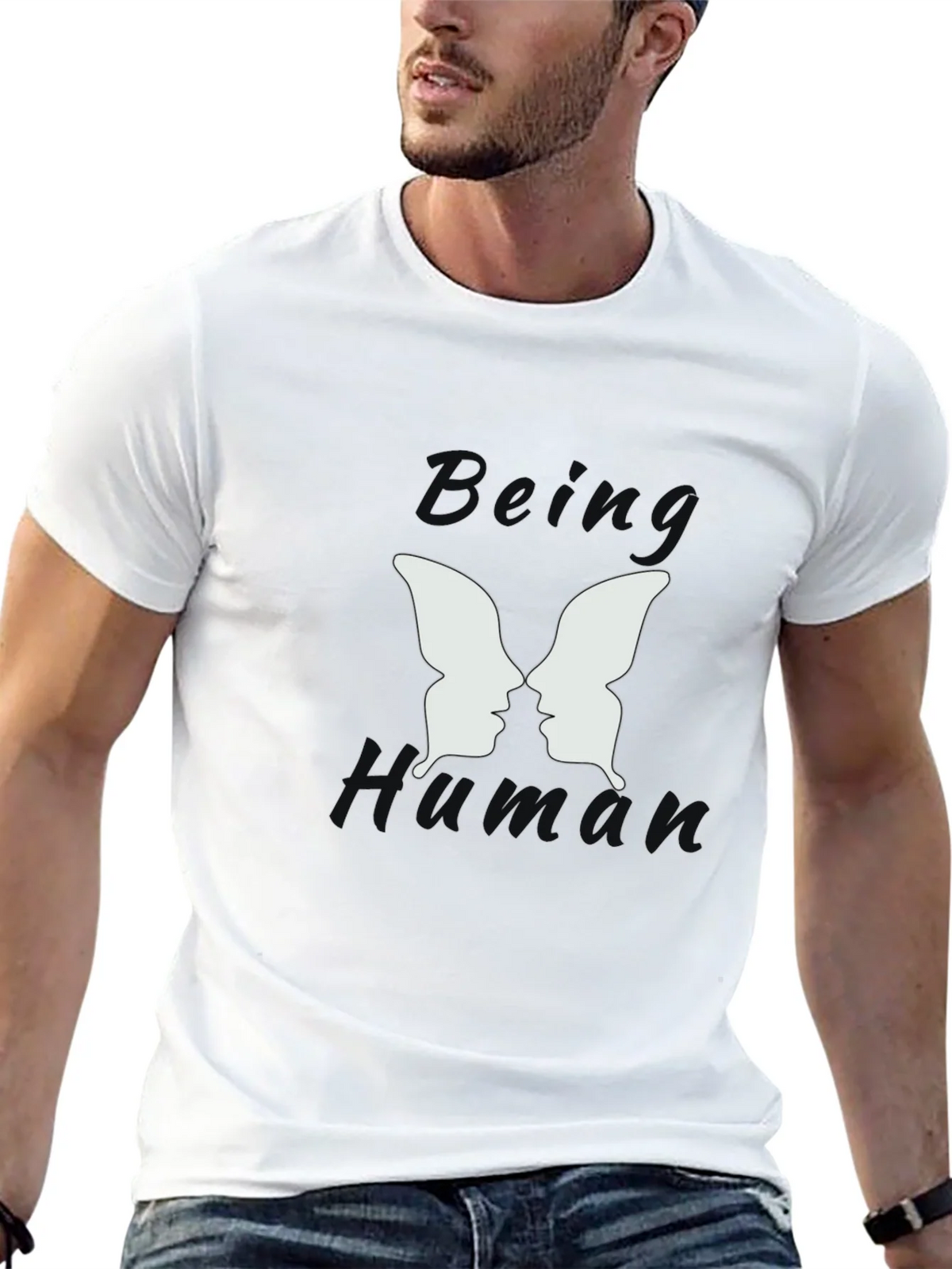 Being Human Black Graphic T-Shirt - Butterfly Face Design product image 12