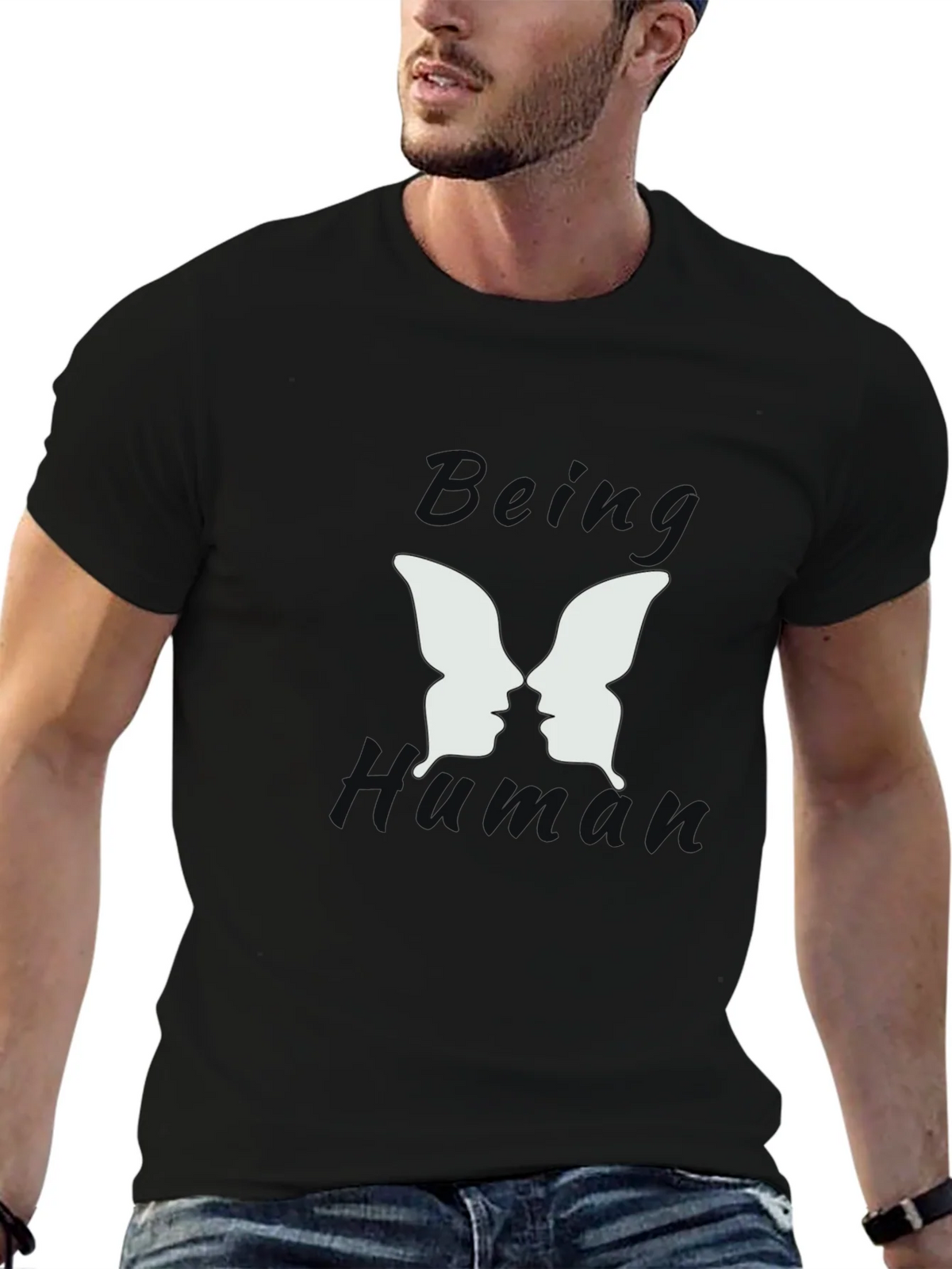 Being Human Black Graphic T-Shirt - Butterfly Face Design product image 6