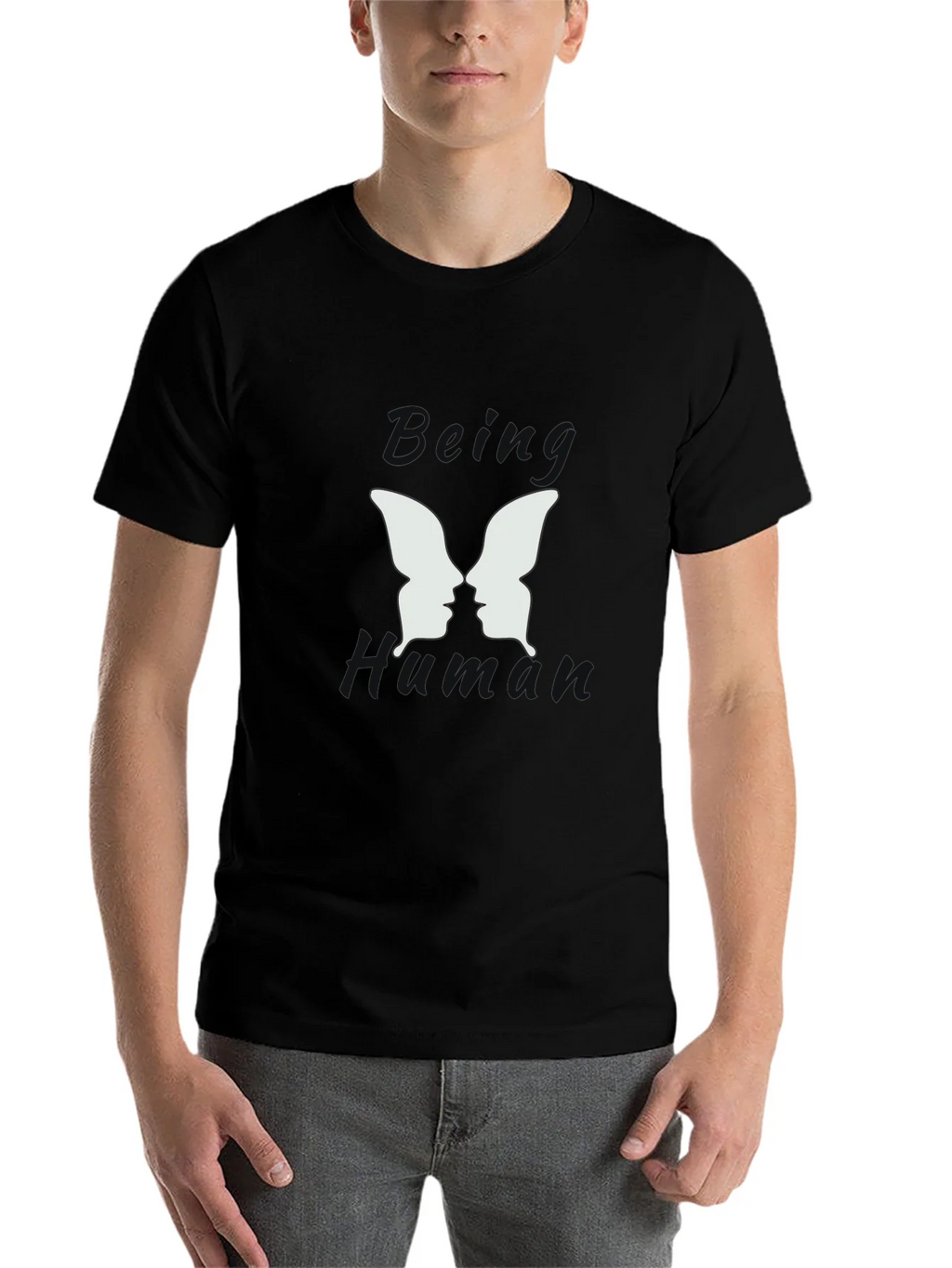 Being Human Black Graphic T-Shirt - Butterfly Face Design product image 4