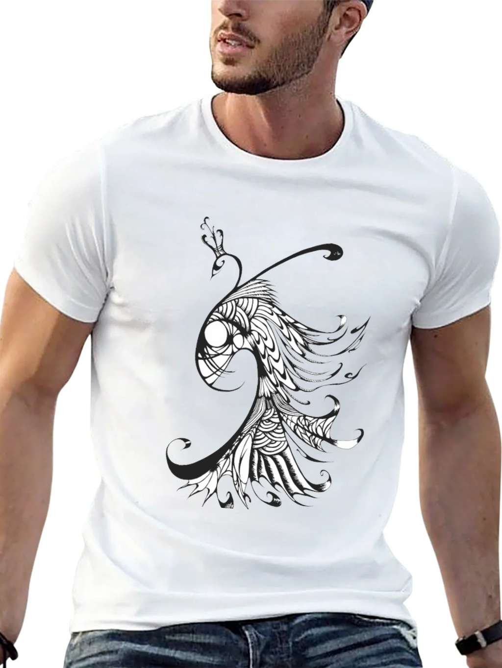 Abstract Fish Graphic Tee - Black Cotton Blend product image 10