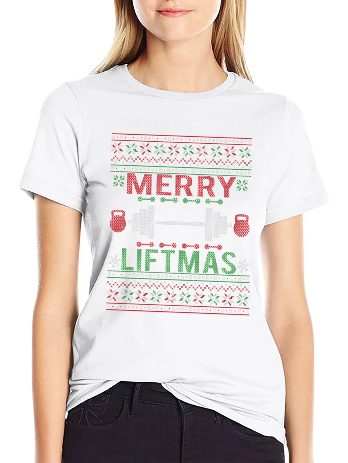 Merry Liftmas Ugly Christmas Sweater Style T-Shirt product image 8