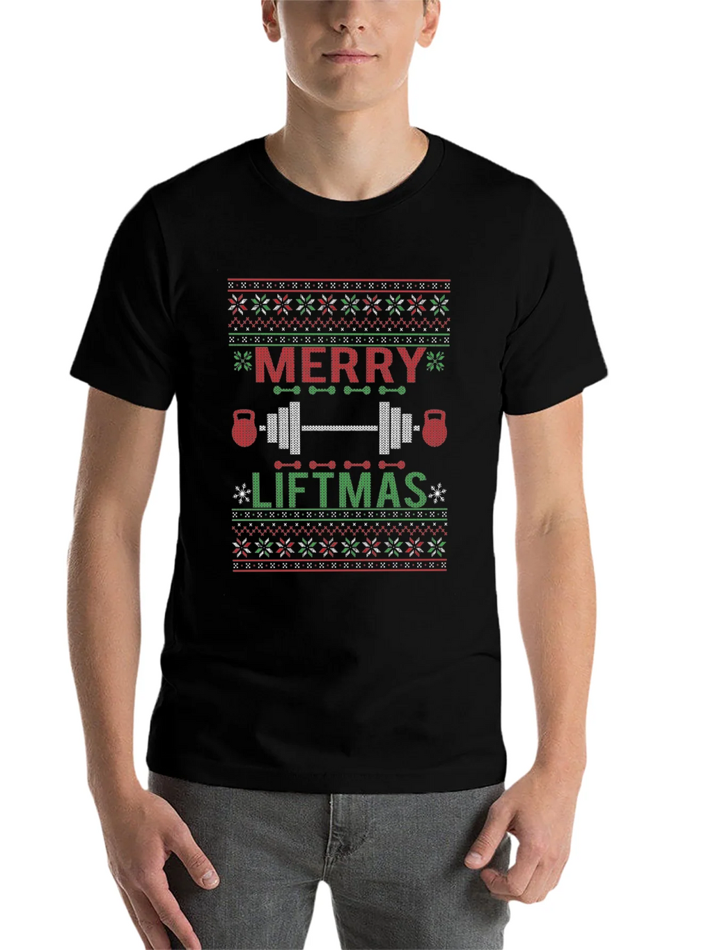 Merry Liftmas Ugly Christmas Sweater Style T-Shirt product image 4
