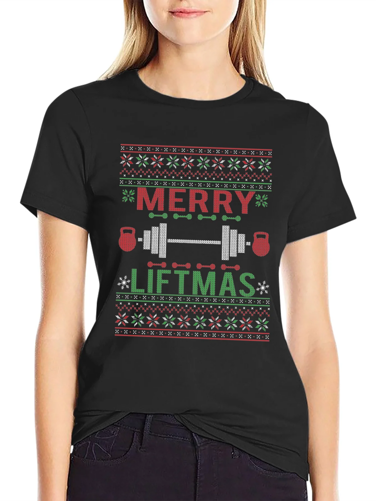 Merry Liftmas Ugly Christmas Sweater Style T-Shirt product image 2